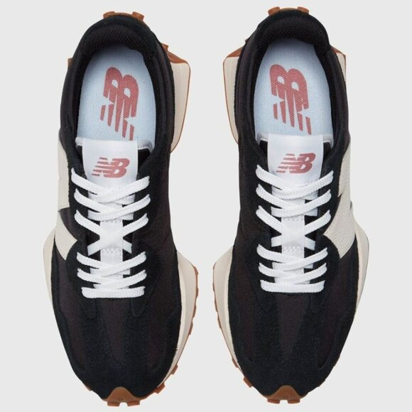 New Balance Shoes - New Balance 327 Black White Gum Sole Womens